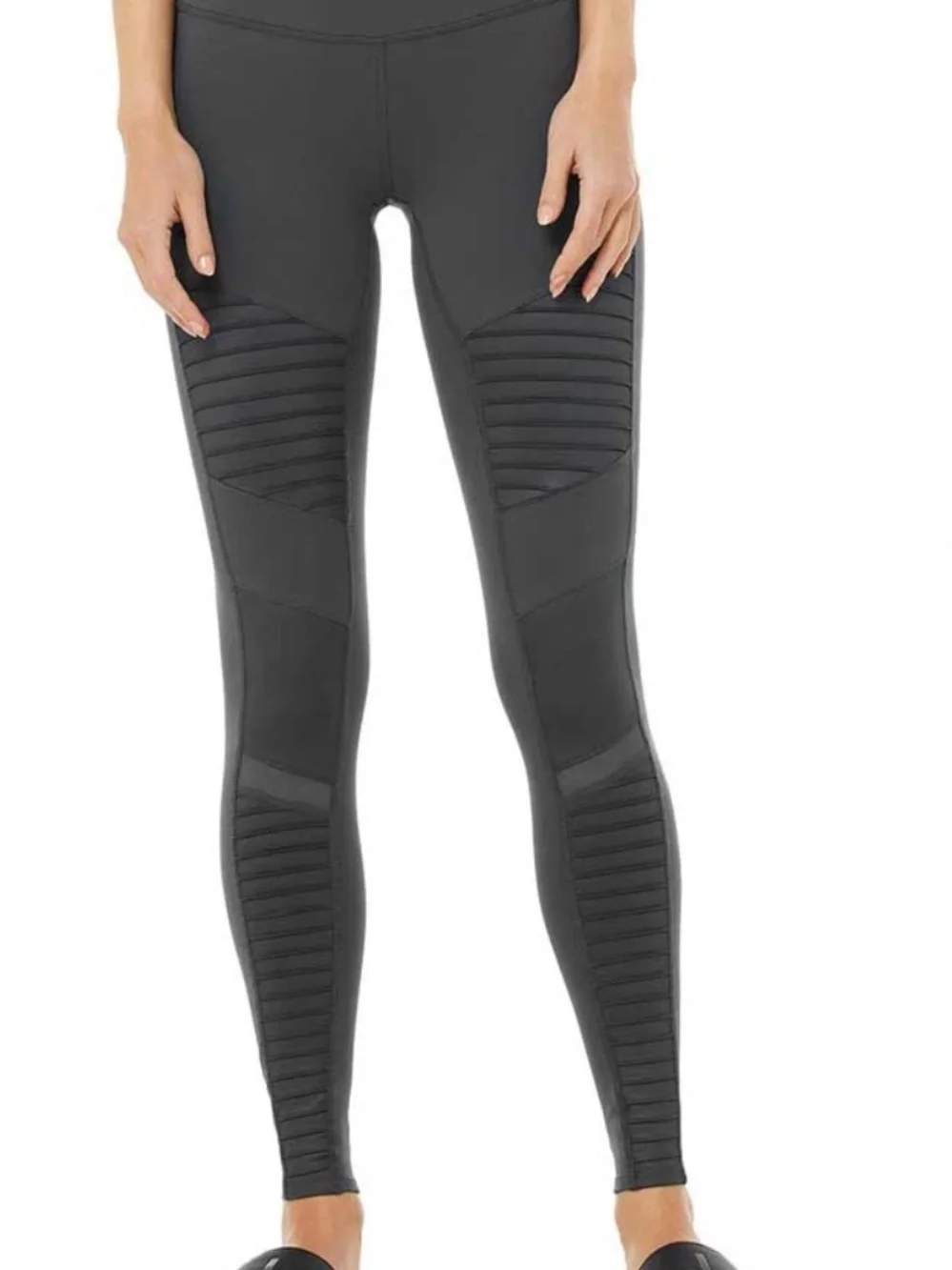 ALO Yoga Moto High-Waist Legging in Charcoal Gray